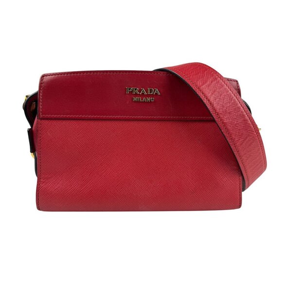 PRADA Red Leather Shoulder Bag - Picture 1 of 5
